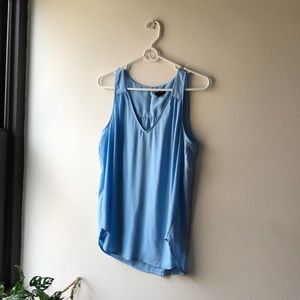 Light blue sleeveless blouse